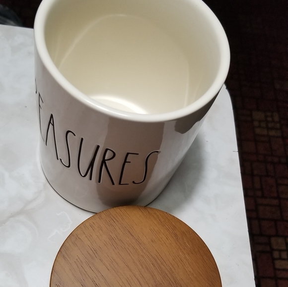 Rae Dunn Treasures wooden cellar canister wood lid bathroom - Picture 2 of 6